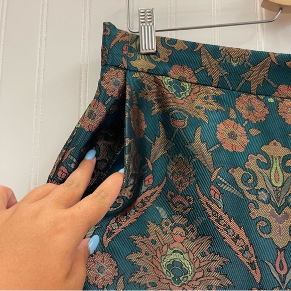 Anthropologie | Maeve Melyssa Teal Jacquard Trousers Sz L - Picture 7 of 8